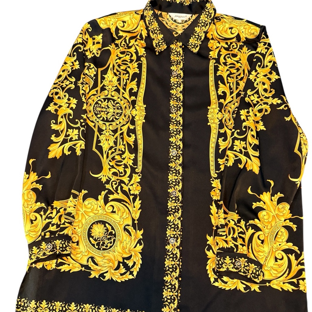 Luxurious Black and Gold Women's Shirt Jacket